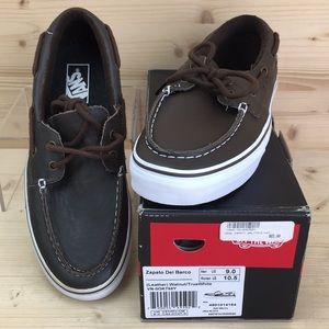 Vans | Shoes | Vans Zapato Del Barco Leather Walnut Shoes Sz 5 | Poshmark